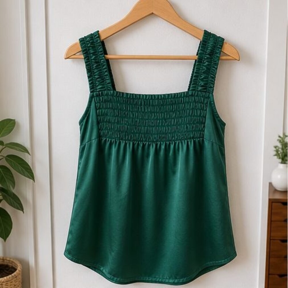 Emerald Smocked Top